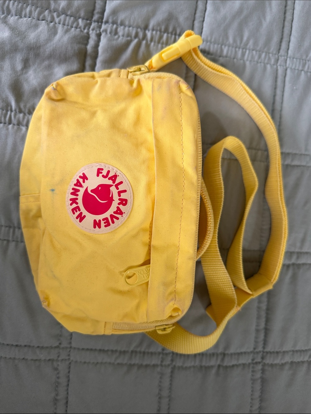 Fjallraven Kanken Small Yellow Crossbody with Red Logo